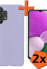 Nomfy Hoesje Geschikt voor Samsung A13 4G Hoesje Siliconen Cover Case Met 2x Screenprotector - Hoes Geschikt voor Samsung Galaxy A13 4G Hoes Back Case - Lila