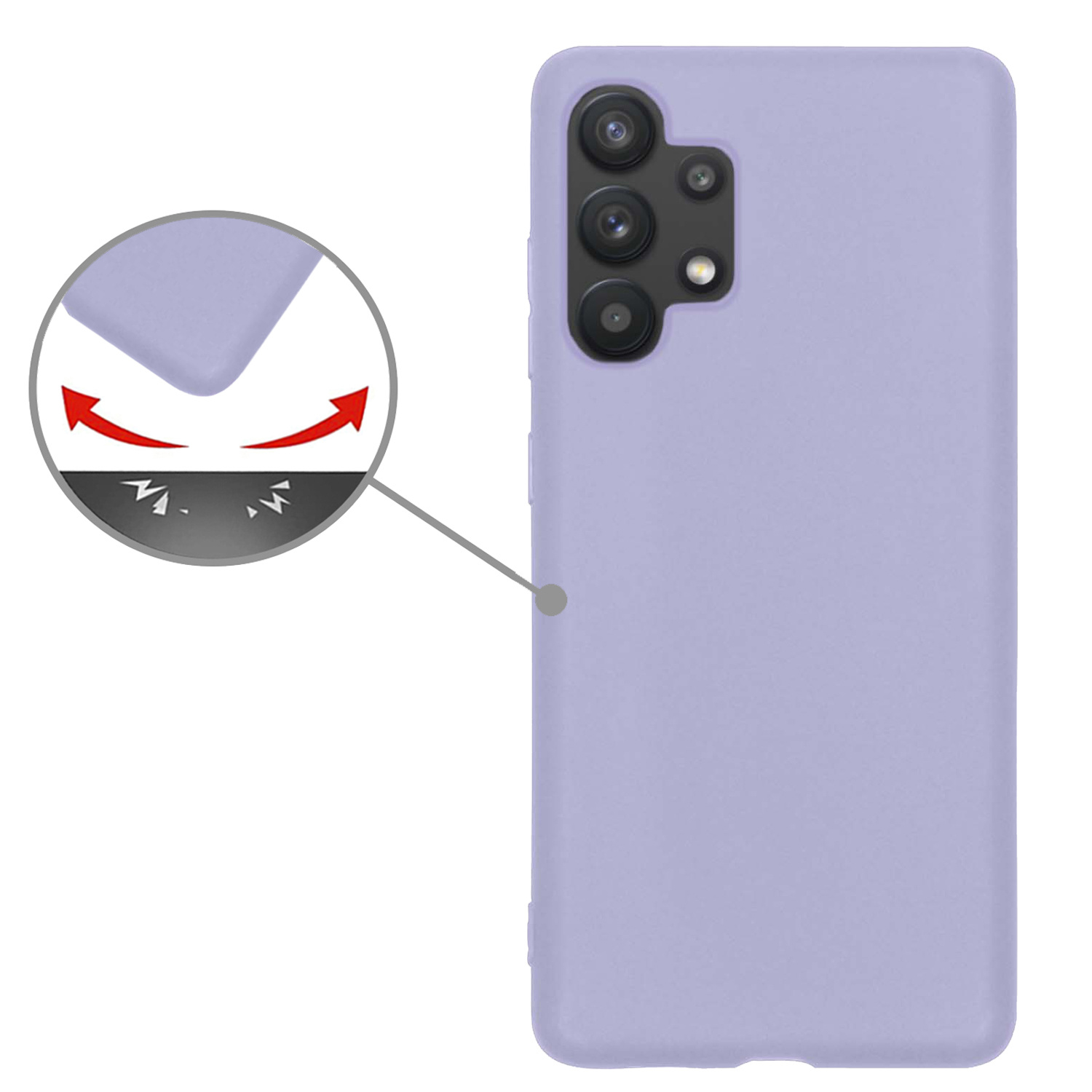 Nomfy Hoesje Geschikt voor Samsung A13 4G Hoesje Siliconen Cover Case Met 2x Screenprotector - Hoes Geschikt voor Samsung Galaxy A13 4G Hoes Back Case - Lila