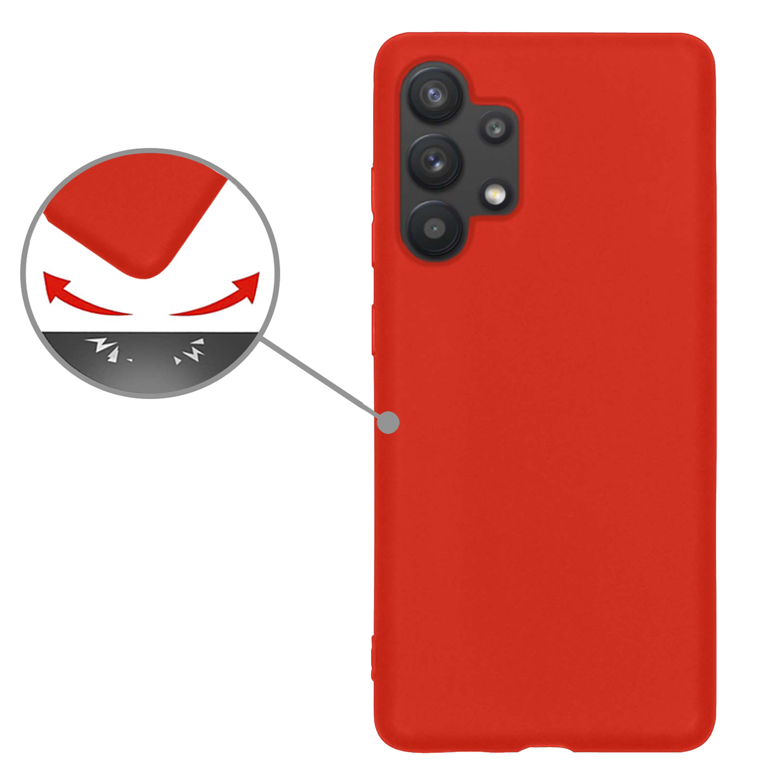 Nomfy Hoesje Geschikt voor Samsung A13 4G Hoesje Siliconen Cover Case Met 2x Screenprotector - Hoes Geschikt voor Samsung Galaxy A13 4G Hoes Back Case - Rood