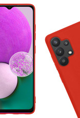 Nomfy Hoesje Geschikt voor Samsung A13 4G Hoesje Siliconen Cover Case Met 2x Screenprotector - Hoes Geschikt voor Samsung Galaxy A13 4G Hoes Back Case - Rood