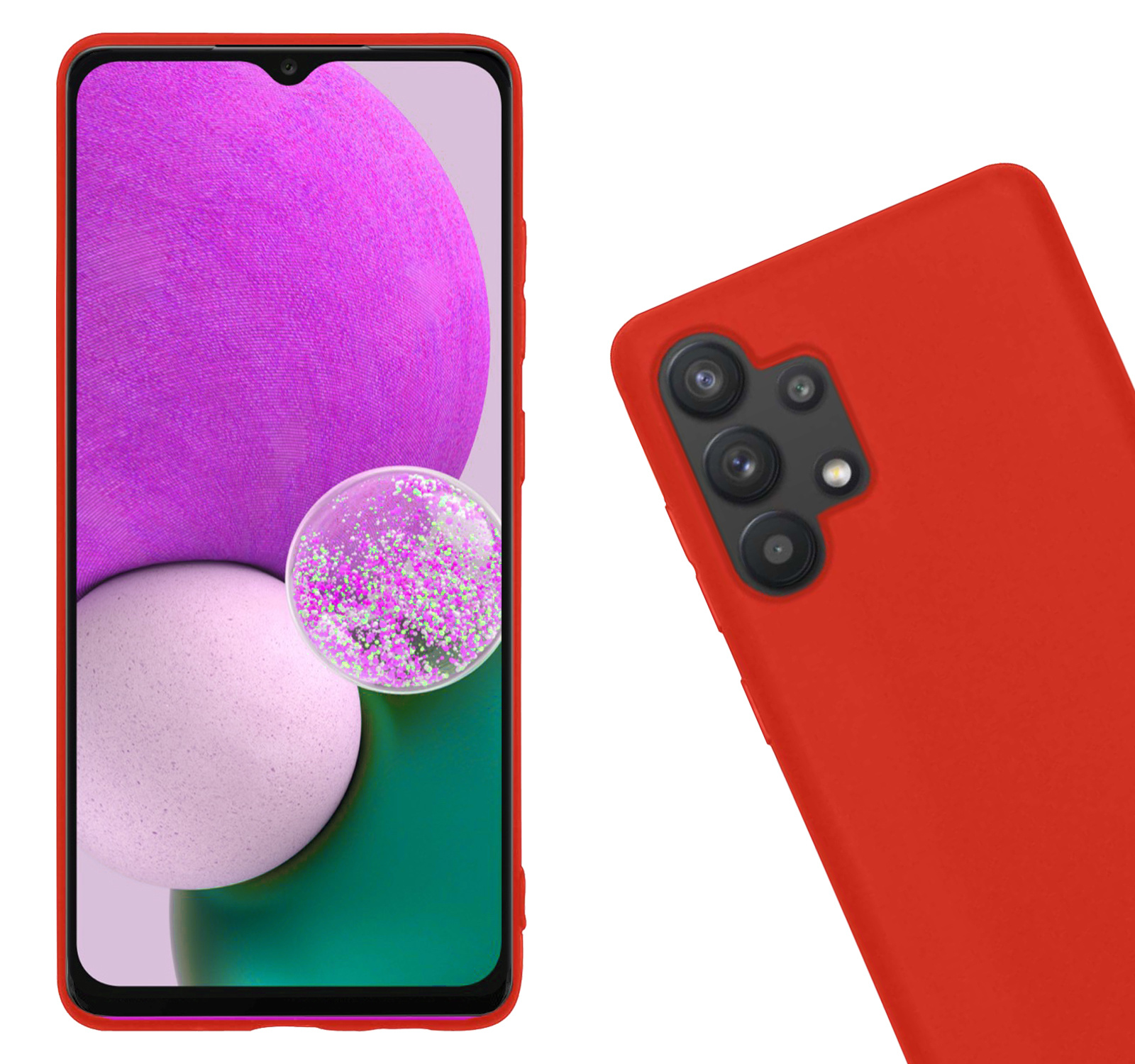 Nomfy Hoesje Geschikt voor Samsung A13 4G Hoesje Siliconen Cover Case Met 2x Screenprotector - Hoes Geschikt voor Samsung Galaxy A13 4G Hoes Back Case - Rood