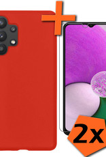 Nomfy Hoesje Geschikt voor Samsung A13 4G Hoesje Siliconen Cover Case Met 2x Screenprotector - Hoes Geschikt voor Samsung Galaxy A13 4G Hoes Back Case - Rood