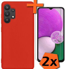 Nomfy Samsung Galaxy A13 4G Hoesje Siliconen Met 2x Screenprotector - Rood