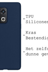 BASEY. Hoes Geschikt voor OnePlus 10 Pro Hoesje Siliconen Back Cover Case Met Screenprotector - Hoesje Geschikt voor OnePlus 10 Pro Hoes Cover Hoesje - Donkerblauw