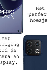 BASEY. Hoes Geschikt voor OnePlus 10 Pro Hoesje Siliconen Back Cover Case Met Screenprotector - Hoesje Geschikt voor OnePlus 10 Pro Hoes Cover Hoesje - Donkerblauw