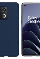 BASEY. Hoes Geschikt voor OnePlus 10 Pro Hoesje Siliconen Back Cover Case Met Screenprotector - Hoesje Geschikt voor OnePlus 10 Pro Hoes Cover Hoesje - Donkerblauw