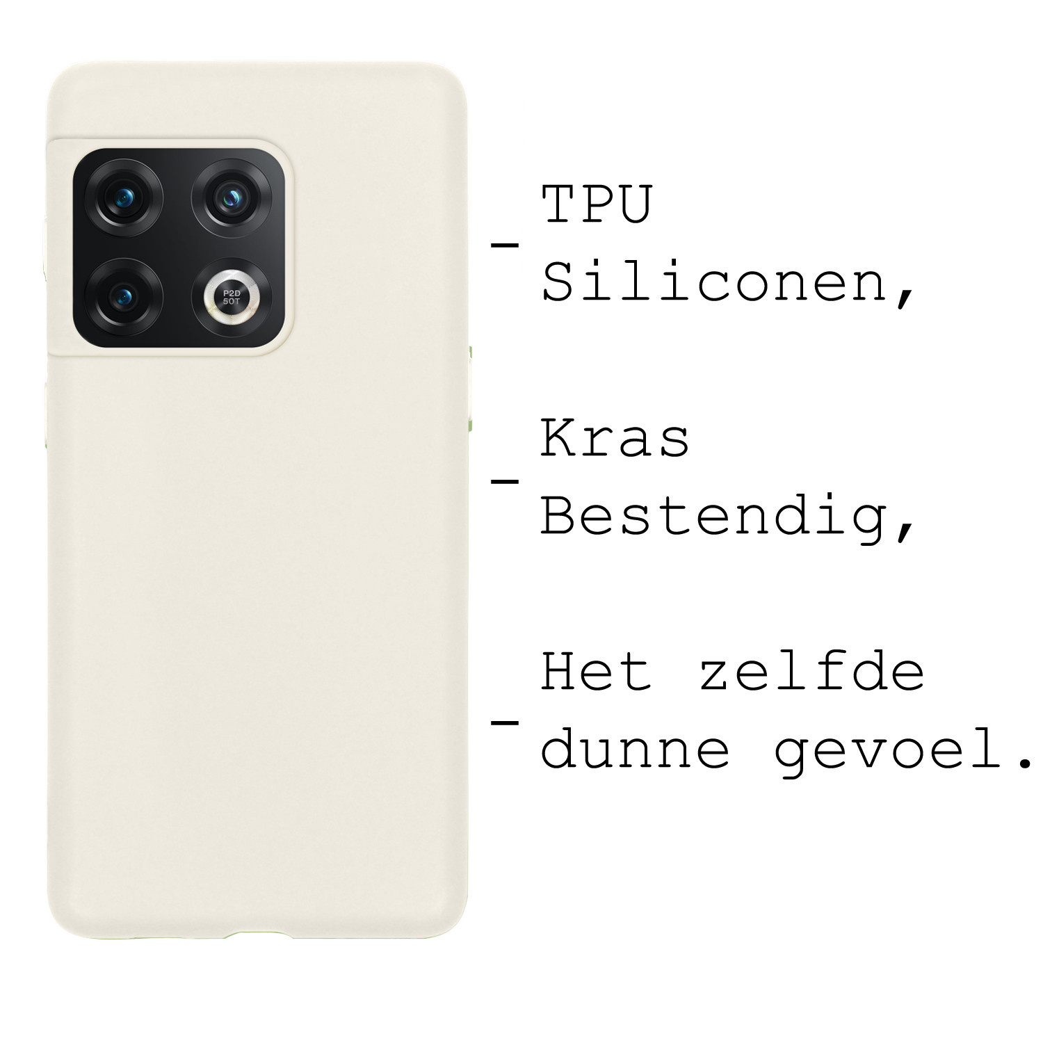 BASEY. Hoes Geschikt voor OnePlus 10 Pro Hoesje Siliconen Back Cover Case Met Screenprotector - Hoesje Geschikt voor OnePlus 10 Pro Hoes Cover Hoesje - Wit