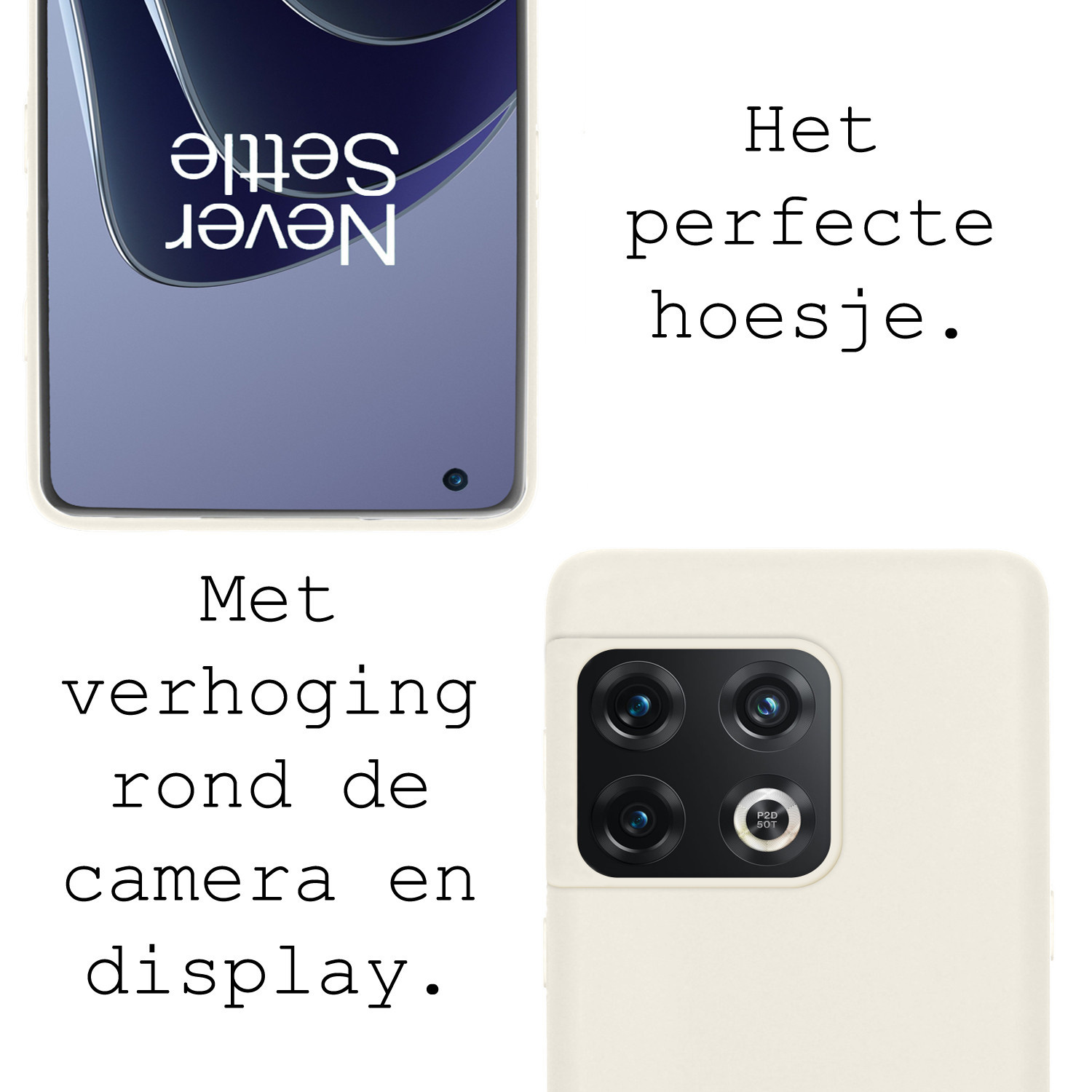 BASEY. Hoes Geschikt voor OnePlus 10 Pro Hoesje Siliconen Back Cover Case Met Screenprotector - Hoesje Geschikt voor OnePlus 10 Pro Hoes Cover Hoesje - Wit