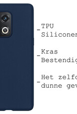 BASEY. Hoes Geschikt voor OnePlus 10 Pro Hoesje Siliconen Back Cover Case Met 2x Screenprotector - Hoesje Geschikt voor OnePlus 10 Pro Hoes Cover Hoesje - Donkerblauw