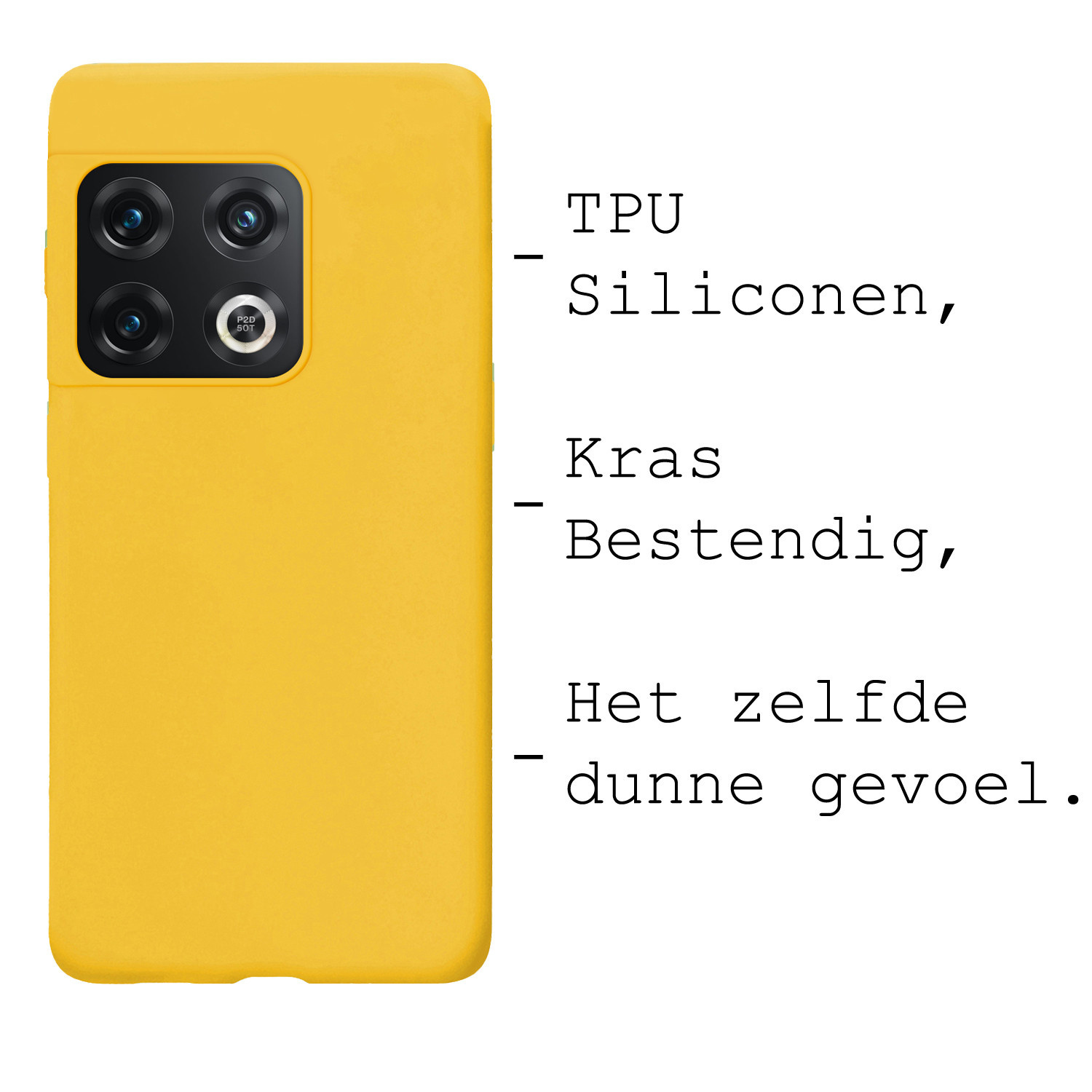 BASEY. Hoes Geschikt voor OnePlus 10 Pro Hoesje Siliconen Back Cover Case Met 2x Screenprotector - Hoesje Geschikt voor OnePlus 10 Pro Hoes Cover Hoesje - Geel