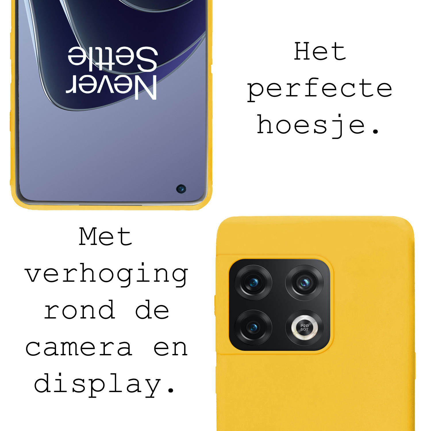 BASEY. Hoes Geschikt voor OnePlus 10 Pro Hoesje Siliconen Back Cover Case Met 2x Screenprotector - Hoesje Geschikt voor OnePlus 10 Pro Hoes Cover Hoesje - Geel