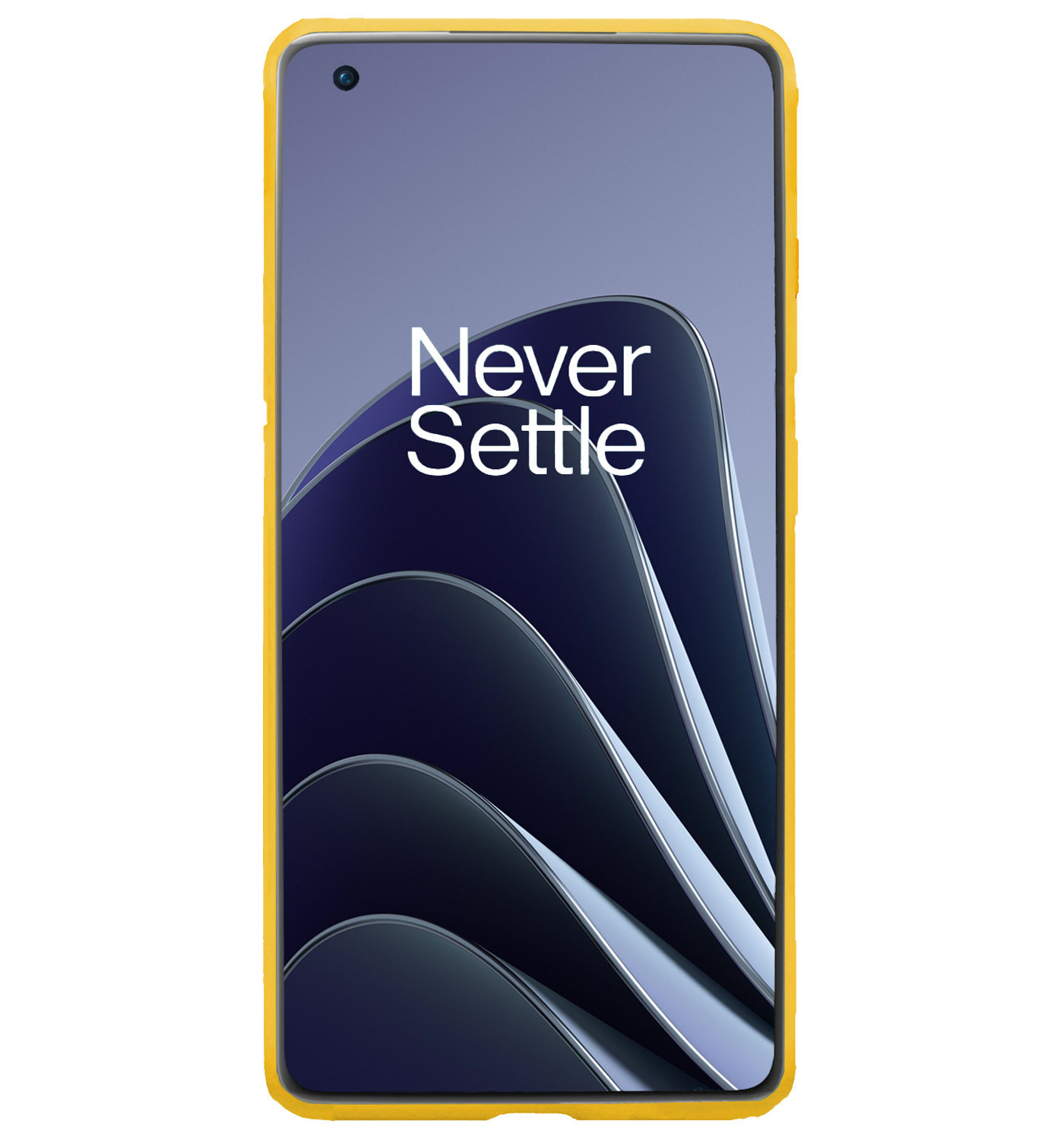 BASEY. Hoes Geschikt voor OnePlus 10 Pro Hoesje Siliconen Back Cover Case Met 2x Screenprotector - Hoesje Geschikt voor OnePlus 10 Pro Hoes Cover Hoesje - Geel