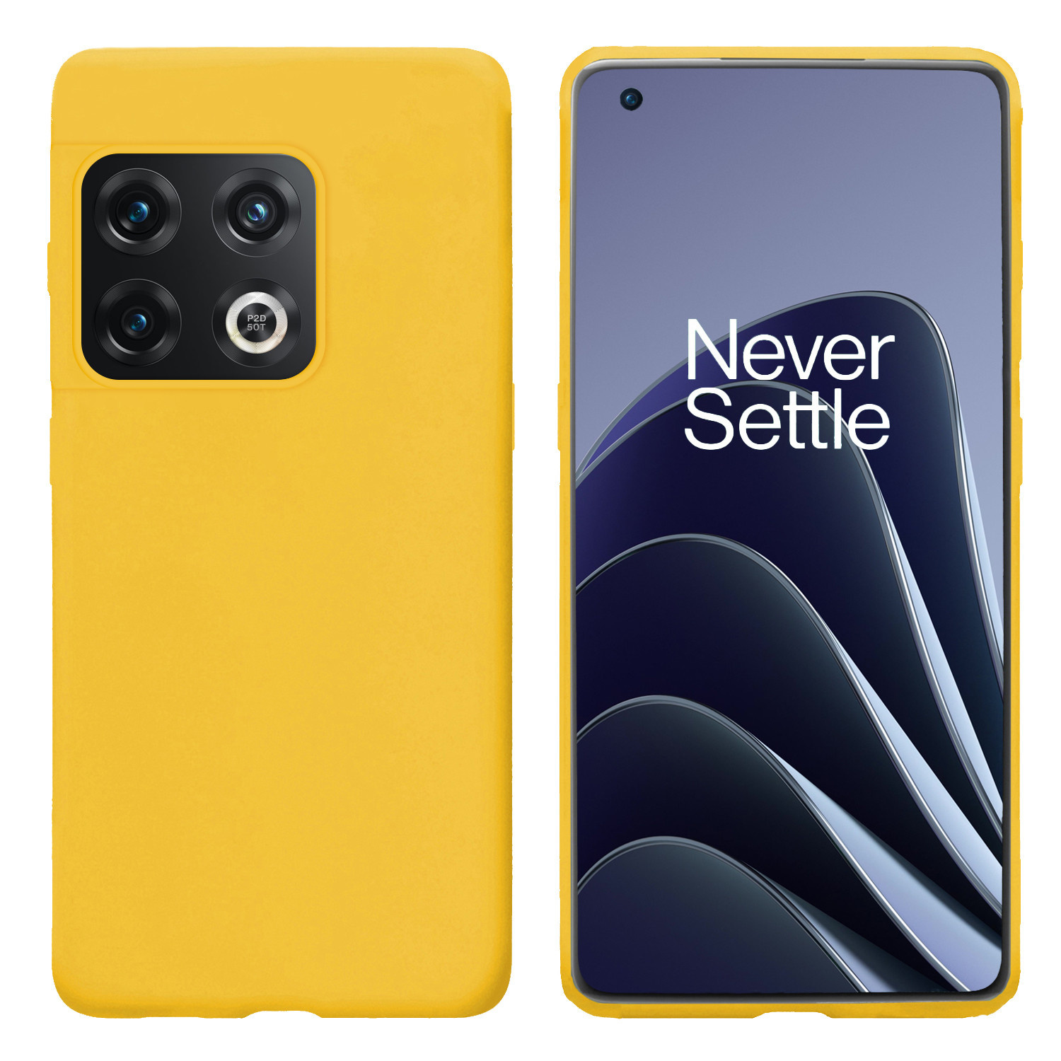 BASEY. Hoes Geschikt voor OnePlus 10 Pro Hoesje Siliconen Back Cover Case Met 2x Screenprotector - Hoesje Geschikt voor OnePlus 10 Pro Hoes Cover Hoesje - Geel