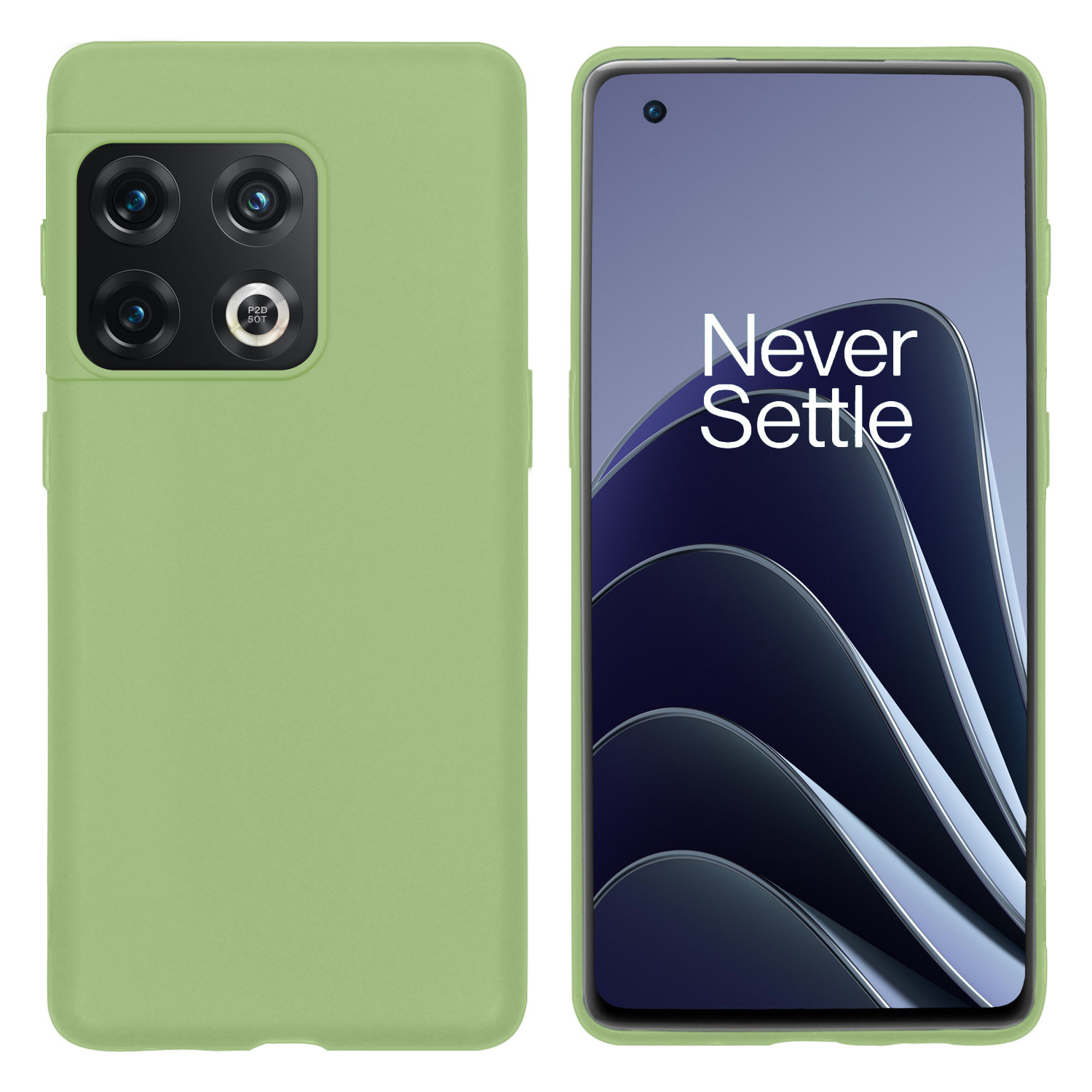 BASEY. Hoes Geschikt voor OnePlus 10 Pro Hoesje Siliconen Back Cover Case Met 2x Screenprotector - Hoesje Geschikt voor OnePlus 10 Pro Hoes Cover Hoesje - Groen