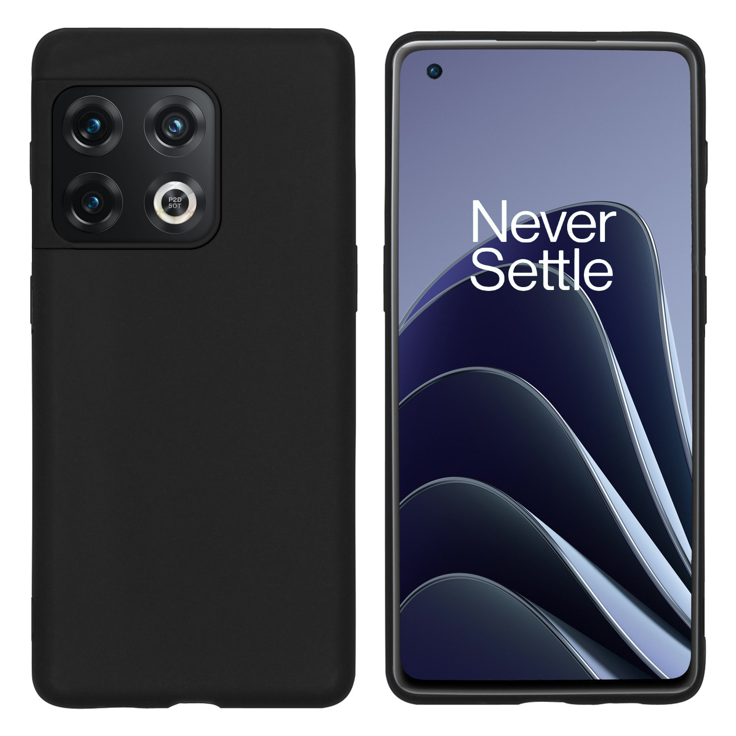 BASEY. Hoes Geschikt voor OnePlus 10 Pro Hoesje Siliconen Back Cover Case Met 2x Screenprotector - Hoesje Geschikt voor OnePlus 10 Pro Hoes Cover Hoesje - Zwart