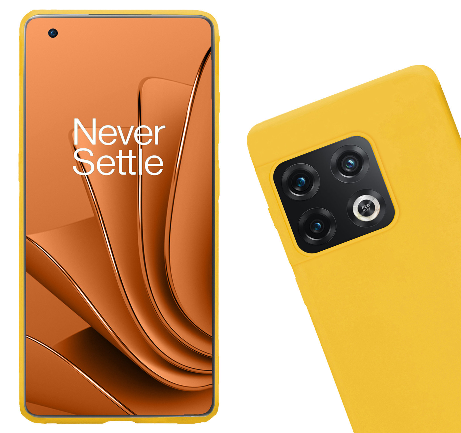 Nomfy Hoesje Geschikt voor OnePlus 10 Pro Hoesje Siliconen Cover Case Met Screenprotector - Hoes Geschikt voor OnePlus 10 Pro Hoes Back Case - Geel