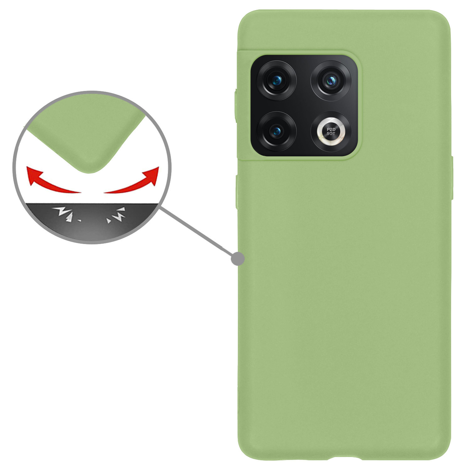 Nomfy Hoesje Geschikt voor OnePlus 10 Pro Hoesje Siliconen Cover Case Met Screenprotector - Hoes Geschikt voor OnePlus 10 Pro Hoes Back Case - Groen