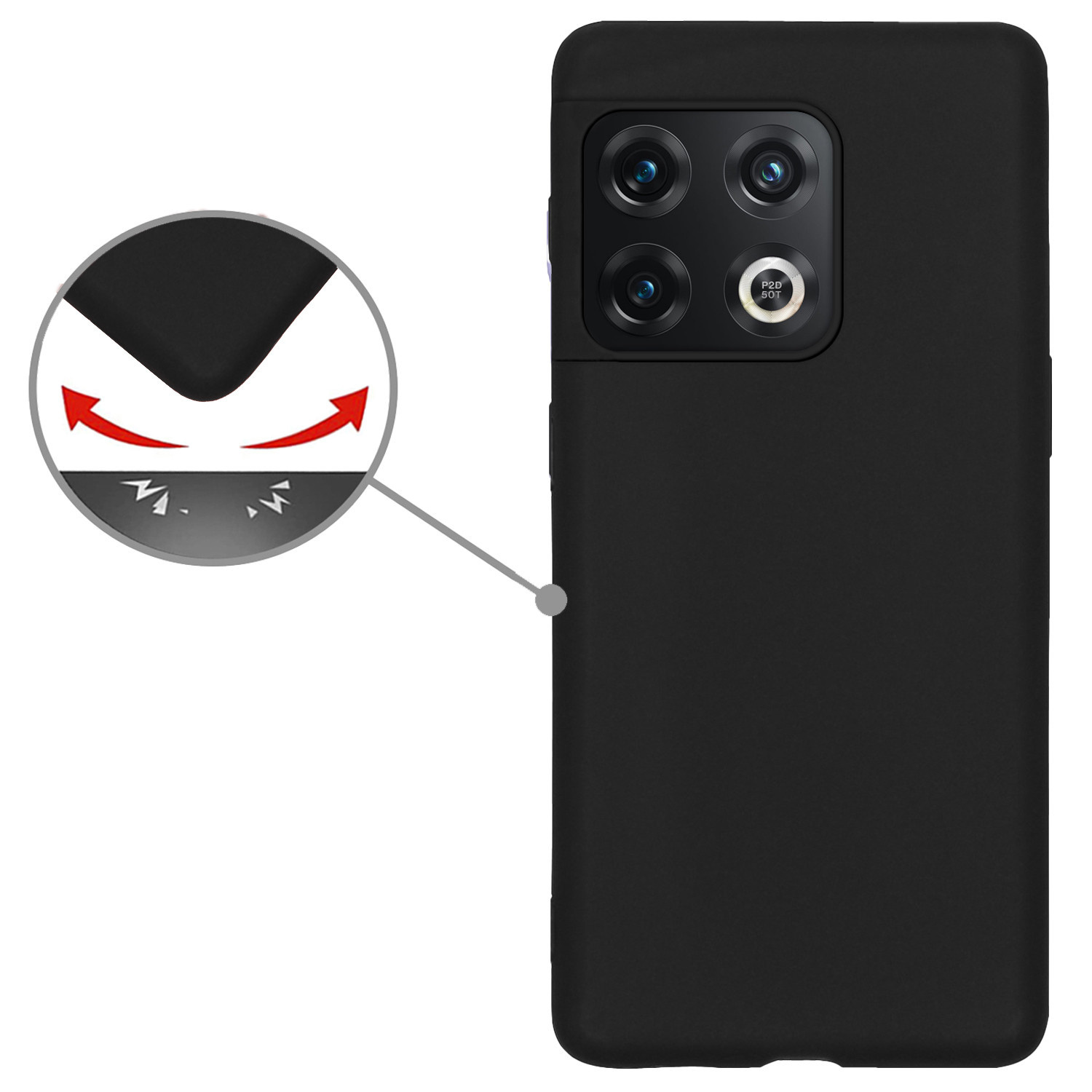 Nomfy Hoesje Geschikt voor OnePlus 10 Pro Hoesje Siliconen Cover Case Met Screenprotector - Hoes Geschikt voor OnePlus 10 Pro Hoes Back Case - Zwart