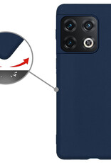 Nomfy Hoesje Geschikt voor OnePlus 10 Pro Hoesje Siliconen Cover Case Met 2x Screenprotector - Hoes Geschikt voor OnePlus 10 Pro Hoes Back Case - Donkerblauw