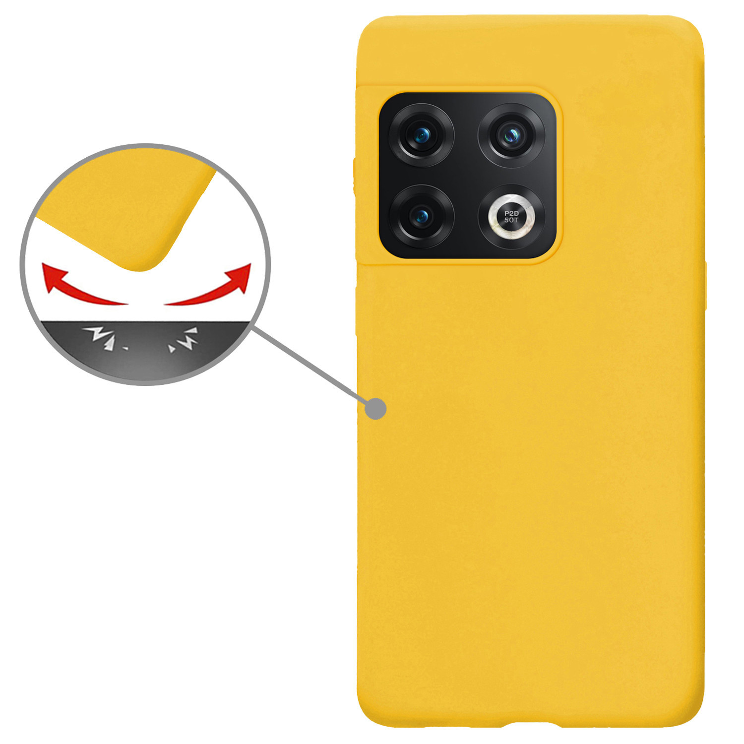 Nomfy Hoesje Geschikt voor OnePlus 10 Pro Hoesje Siliconen Cover Case Met 2x Screenprotector - Hoes Geschikt voor OnePlus 10 Pro Hoes Back Case - Geel