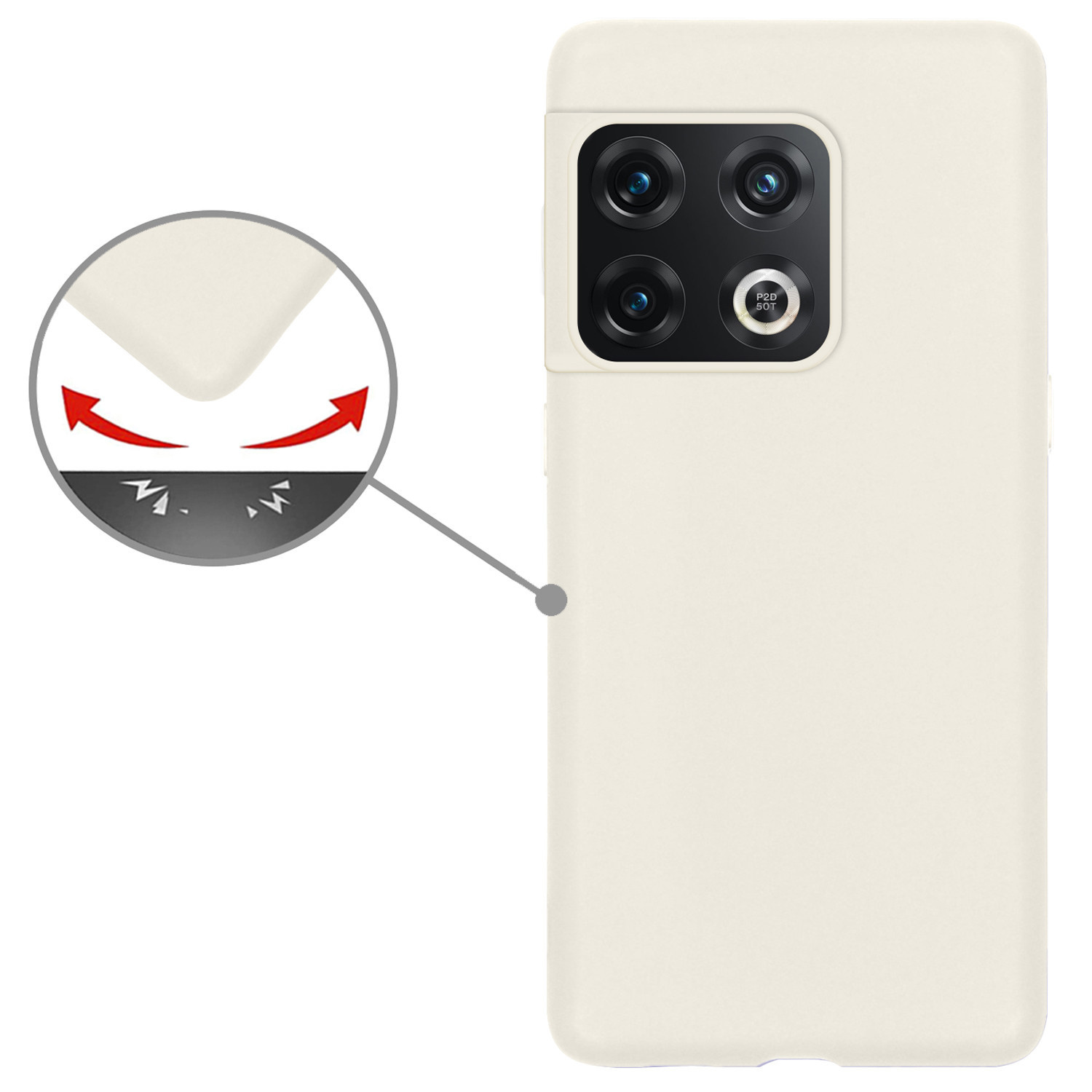 Nomfy Hoesje Geschikt voor OnePlus 10 Pro Hoesje Siliconen Cover Case Met 2x Screenprotector - Hoes Geschikt voor OnePlus 10 Pro Hoes Back Case - Wit