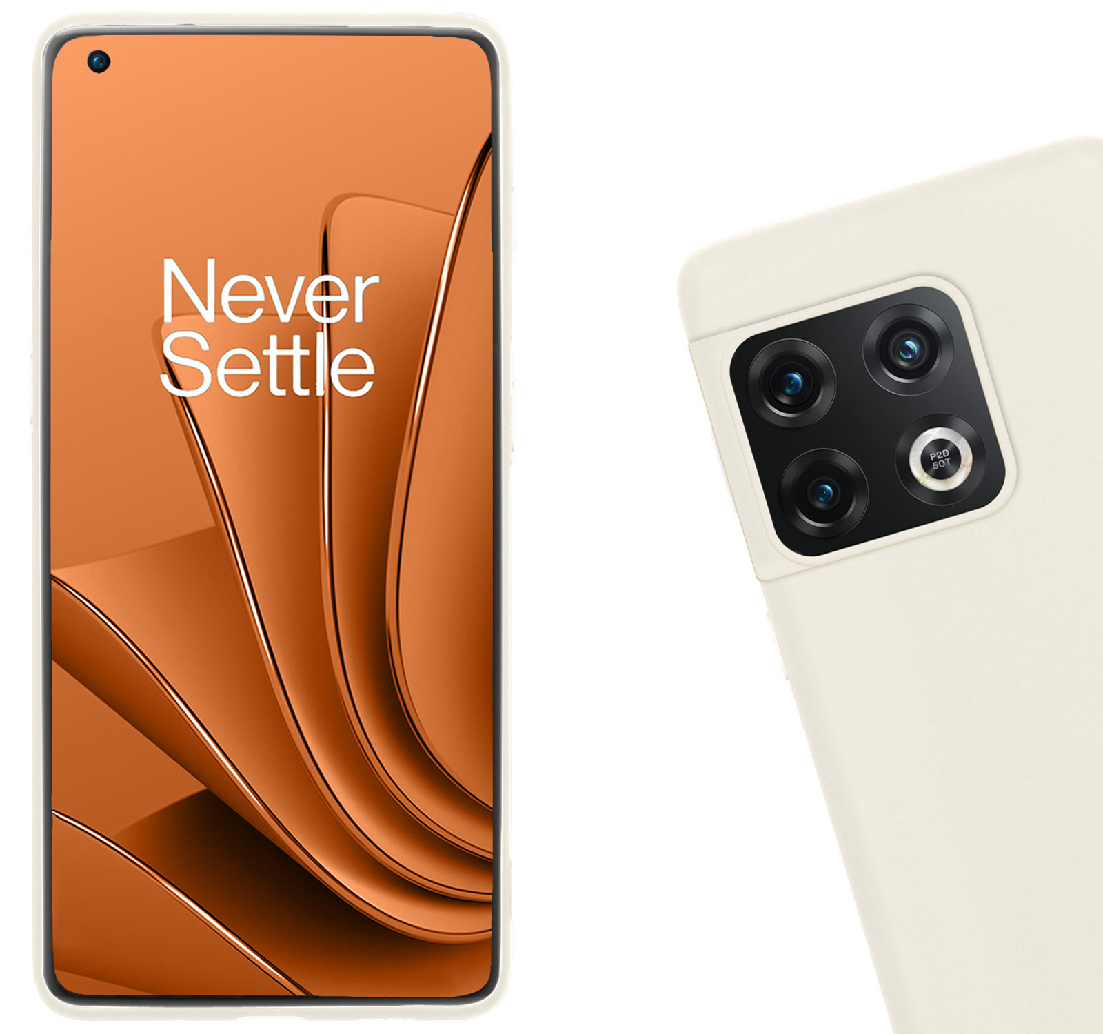 Nomfy Hoesje Geschikt voor OnePlus 10 Pro Hoesje Siliconen Cover Case Met 2x Screenprotector - Hoes Geschikt voor OnePlus 10 Pro Hoes Back Case - Wit