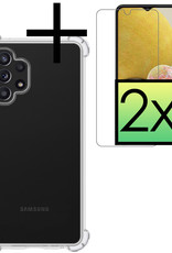 NoXx Hoes Geschikt voor Samsung A13 4G Hoesje Siliconen Cover Shock Proof Back Case Shockproof Hoes Met 2x Screenprotector - Transparant
