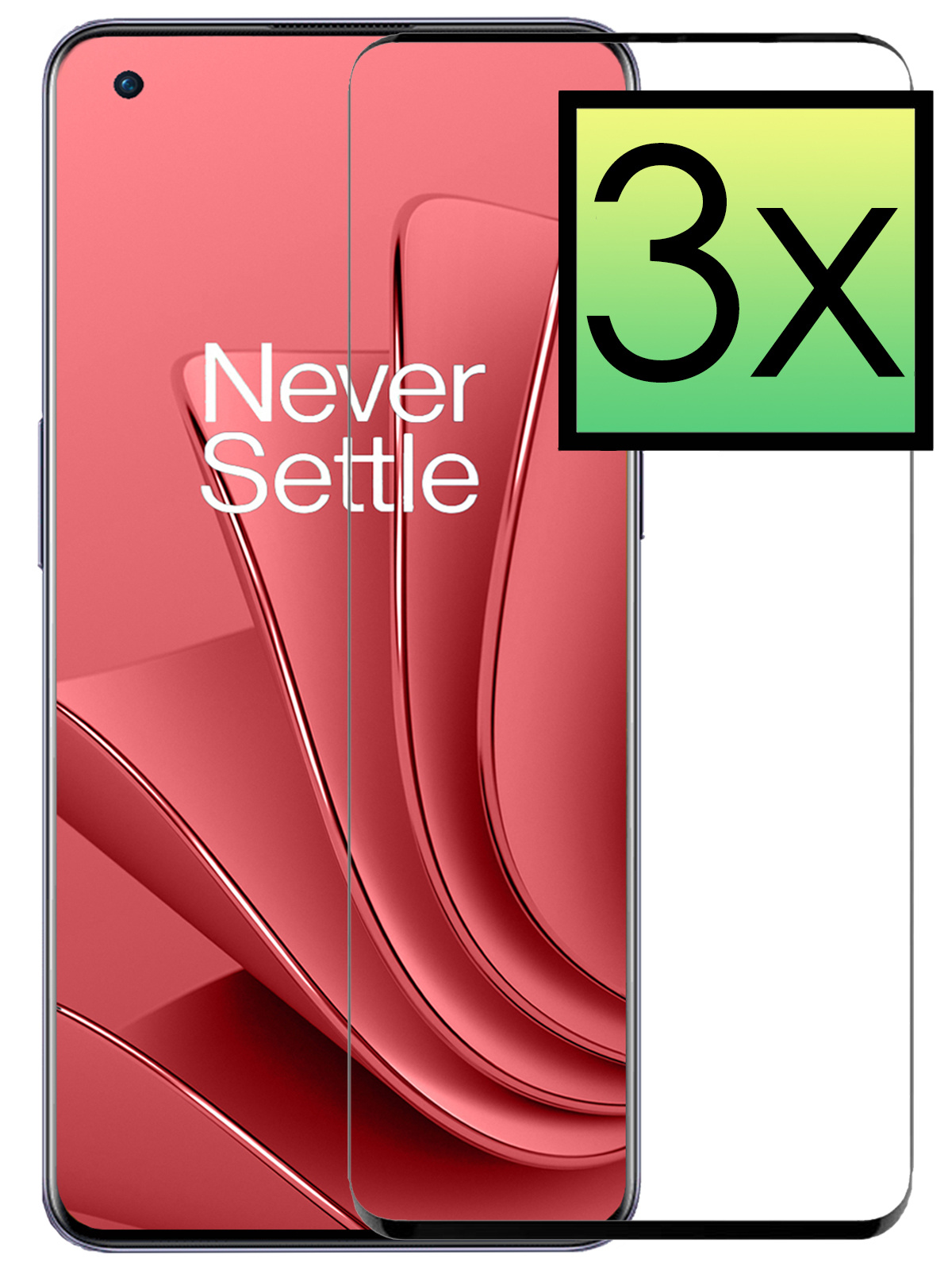 OnePlus 10 Pro Screenprotector Tempered Glass Bescherm Glas Full Cover - OnePlus 10 Pro Screen Protector 3D - 3 PACK