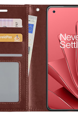 NoXx Hoes Geschikt voor OnePlus 10 Pro Hoesje Book Case Hoes Flip Cover Wallet Bookcase - Bruin