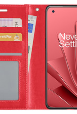 NoXx Hoes Geschikt voor OnePlus 10 Pro Hoesje Book Case Hoes Flip Cover Wallet Bookcase - Rood