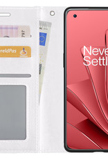 NoXx Hoes Geschikt voor OnePlus 10 Pro Hoesje Book Case Hoes Flip Cover Wallet Bookcase - Wit