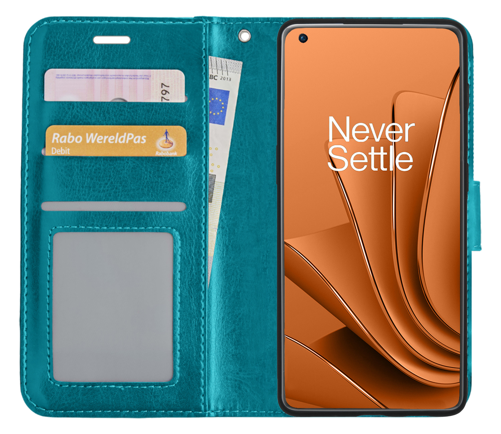 Nomfy OnePlus 10 Pro Hoes Bookcase Turquoise - Flipcase Turquoise - OnePlus 10 Pro Book Cover - OnePlus 10 Pro Hoesje Turquoise