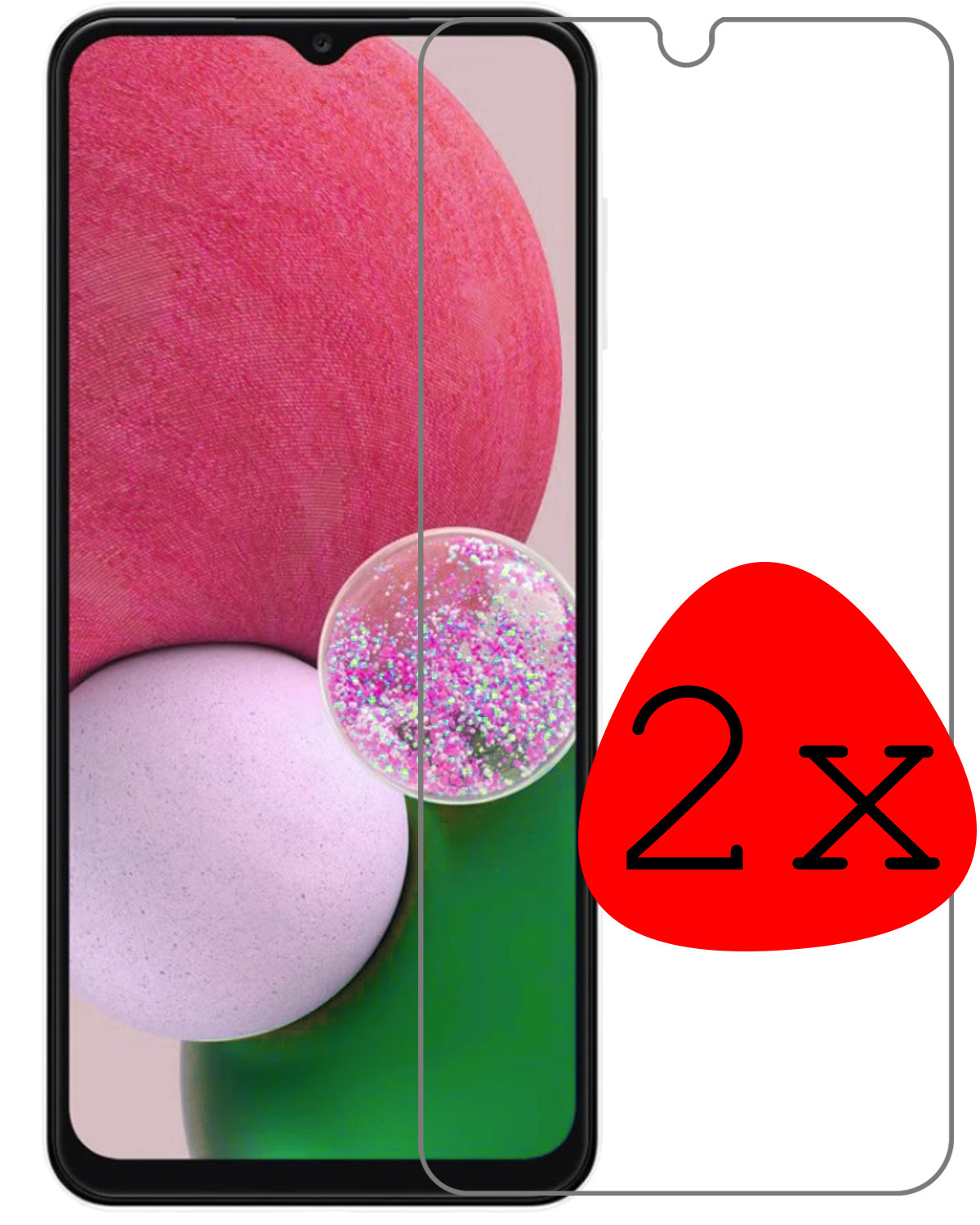 BASEY. Screenprotector Geschikt voor Samsung A13 5G Screenprotector Tempered Glass - Screenprotector Geschikt voor Samsung Galaxy A13 5G Beschermglas Screen Protector Glas - 2 Stuks