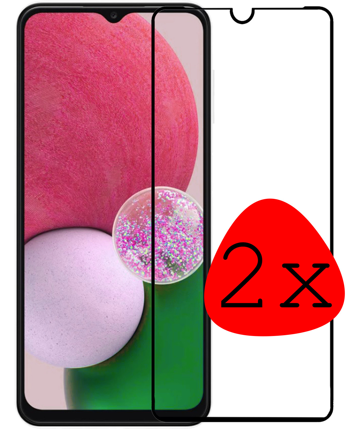 BASEY. Screenprotector Geschikt voor Samsung A13 5G Screenprotector Beschermglas Full Cover - Screenprotector Geschikt voor Samsung Galaxy A13 5G Screen Protector Full Cover - 2 Stuks