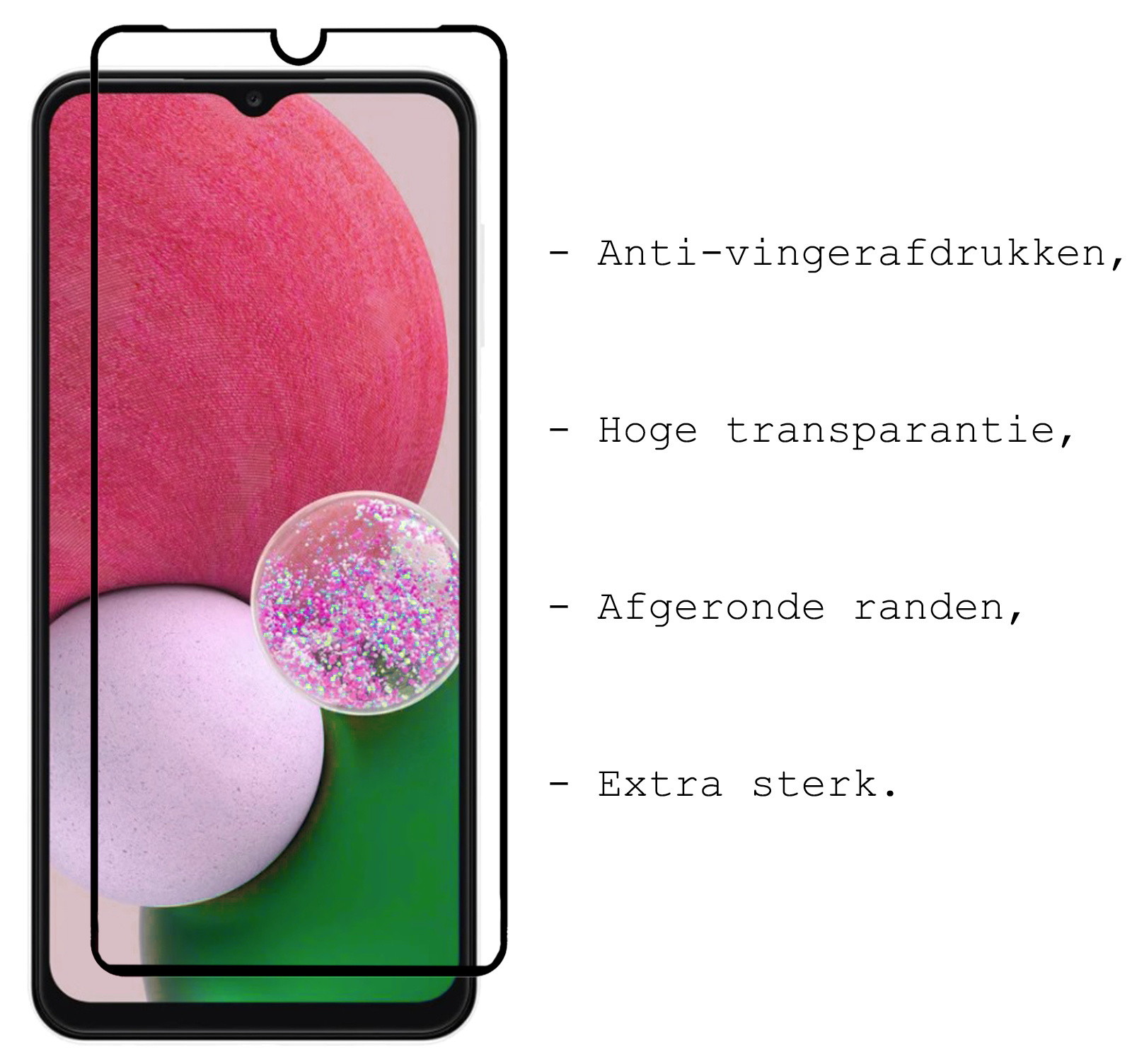 BASEY. Screenprotector Geschikt voor Samsung A13 5G Screenprotector Beschermglas Full Cover - Screenprotector Geschikt voor Samsung Galaxy A13 5G Screen Protector Full Cover - 2 Stuks