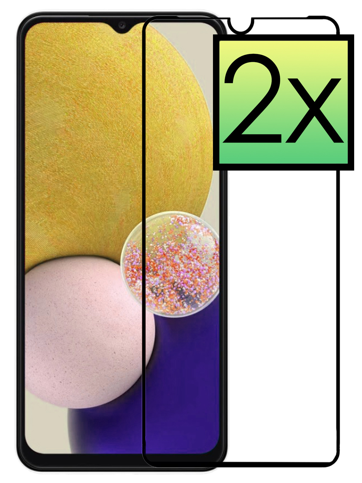 NoXx Screenprotector Geschikt voor Samsung A13 5G Screenprotector Tempered Glass Gehard Glas Full Cover - 2x