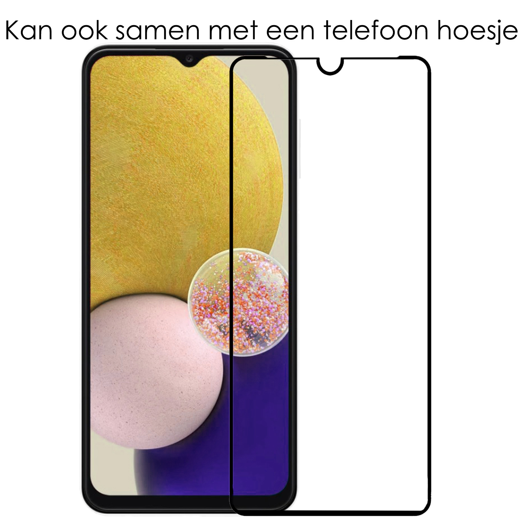 NoXx Screenprotector Geschikt voor Samsung A13 5G Screenprotector Tempered Glass Gehard Glas Full Cover - 2x