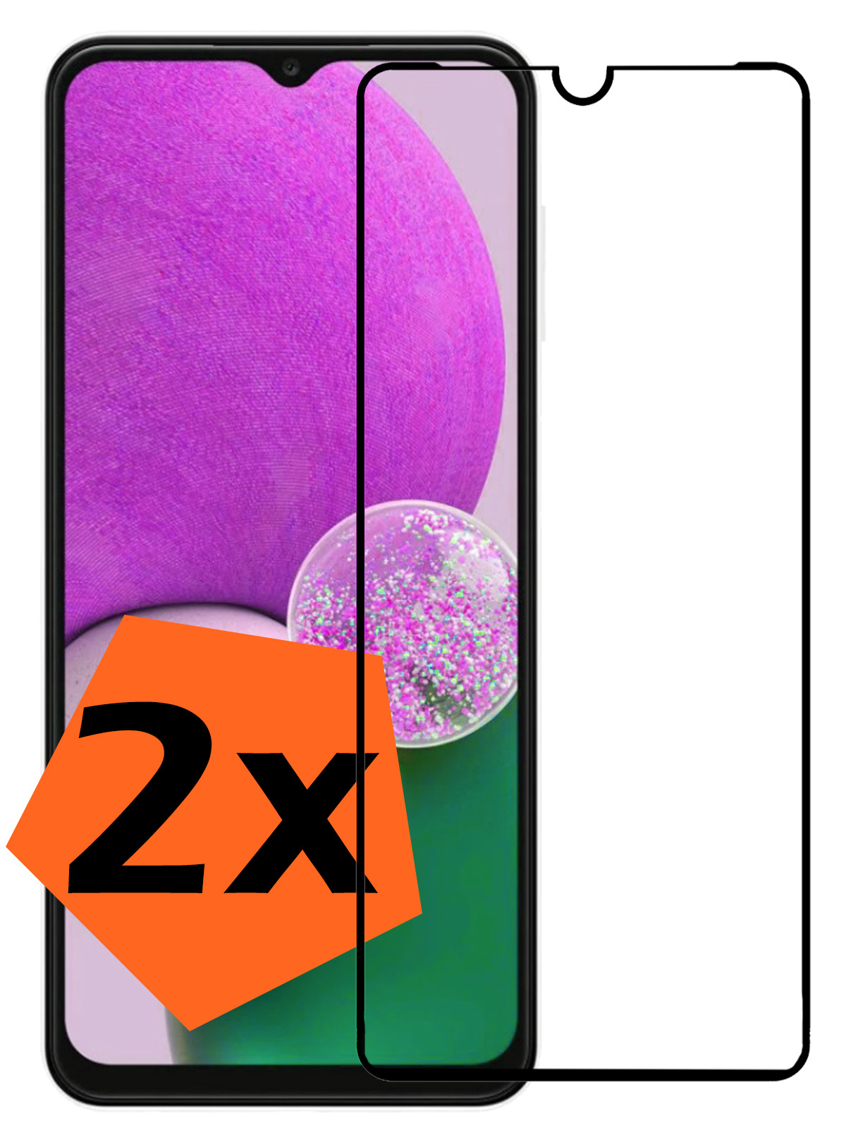 Nomfy Screenprotector Geschikt voor Samsung A13 5G Screenprotector Bescherm Glas - Screenprotector Geschikt voor Samsung Galaxy A13 5G Screen Protector Tempered Glass Full Screen Full Cover - 2 PACK
