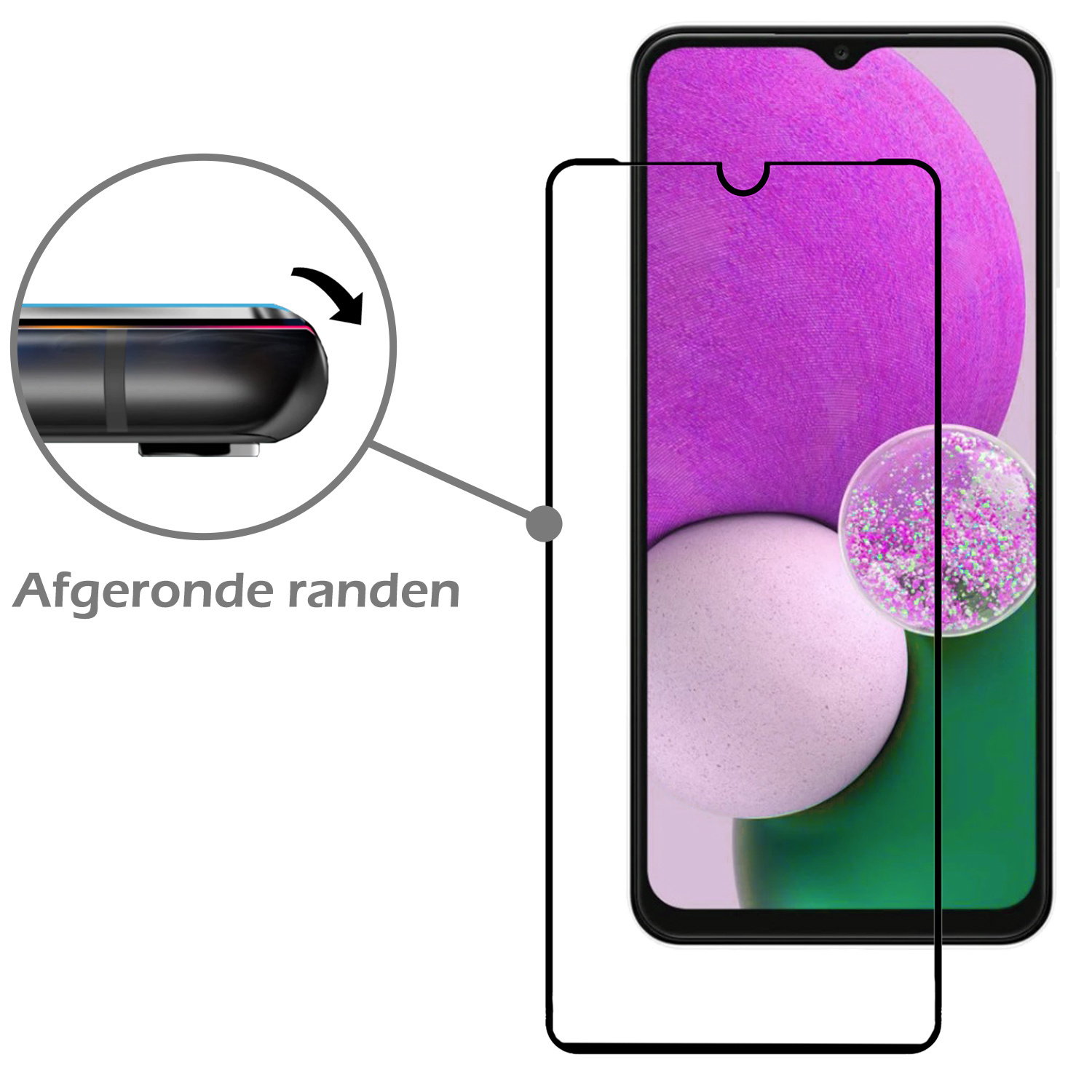 Nomfy Screenprotector Geschikt voor Samsung A13 5G Screenprotector Bescherm Glas - Screenprotector Geschikt voor Samsung Galaxy A13 5G Screen Protector Tempered Glass Full Screen Full Cover - 2 PACK