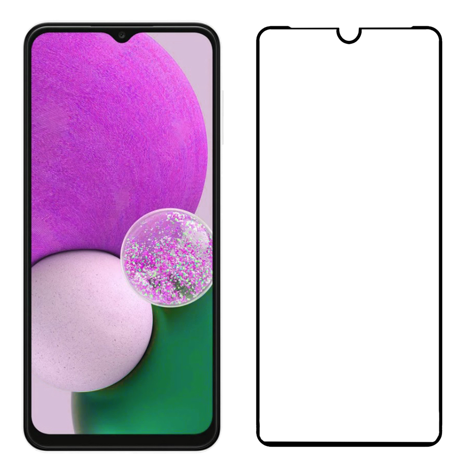 Nomfy Screenprotector Geschikt voor Samsung A13 5G Screenprotector Bescherm Glas - Screenprotector Geschikt voor Samsung Galaxy A13 5G Screen Protector Tempered Glass Full Screen Full Cover - 2 PACK