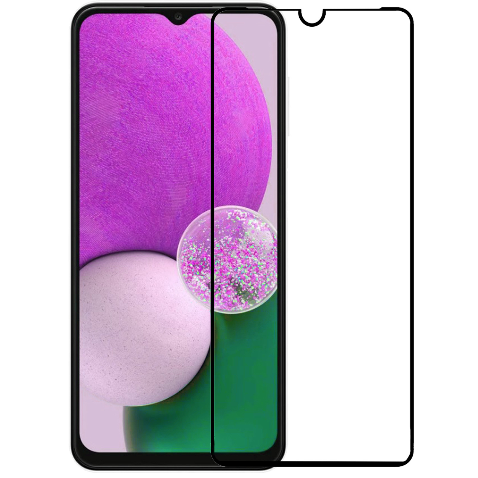Nomfy Screenprotector Geschikt voor Samsung A13 5G Screenprotector Bescherm Glas - Screenprotector Geschikt voor Samsung Galaxy A13 5G Screen Protector Tempered Glass Full Screen Full Cover - 2 PACK