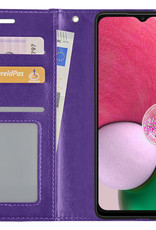 BASEY. Hoes Geschikt voor Samsung A13 5G Hoesje Bookcase Hoes Flip Case Book Cover - Hoesje Geschikt voor Samsung Galaxy A13 5G Hoes Book Case Hoesje - Paars