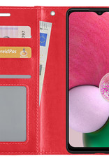BASEY. Hoes Geschikt voor Samsung A13 5G Hoesje Bookcase Hoes Flip Case Book Cover - Hoesje Geschikt voor Samsung Galaxy A13 5G Hoes Book Case Hoesje - Rood