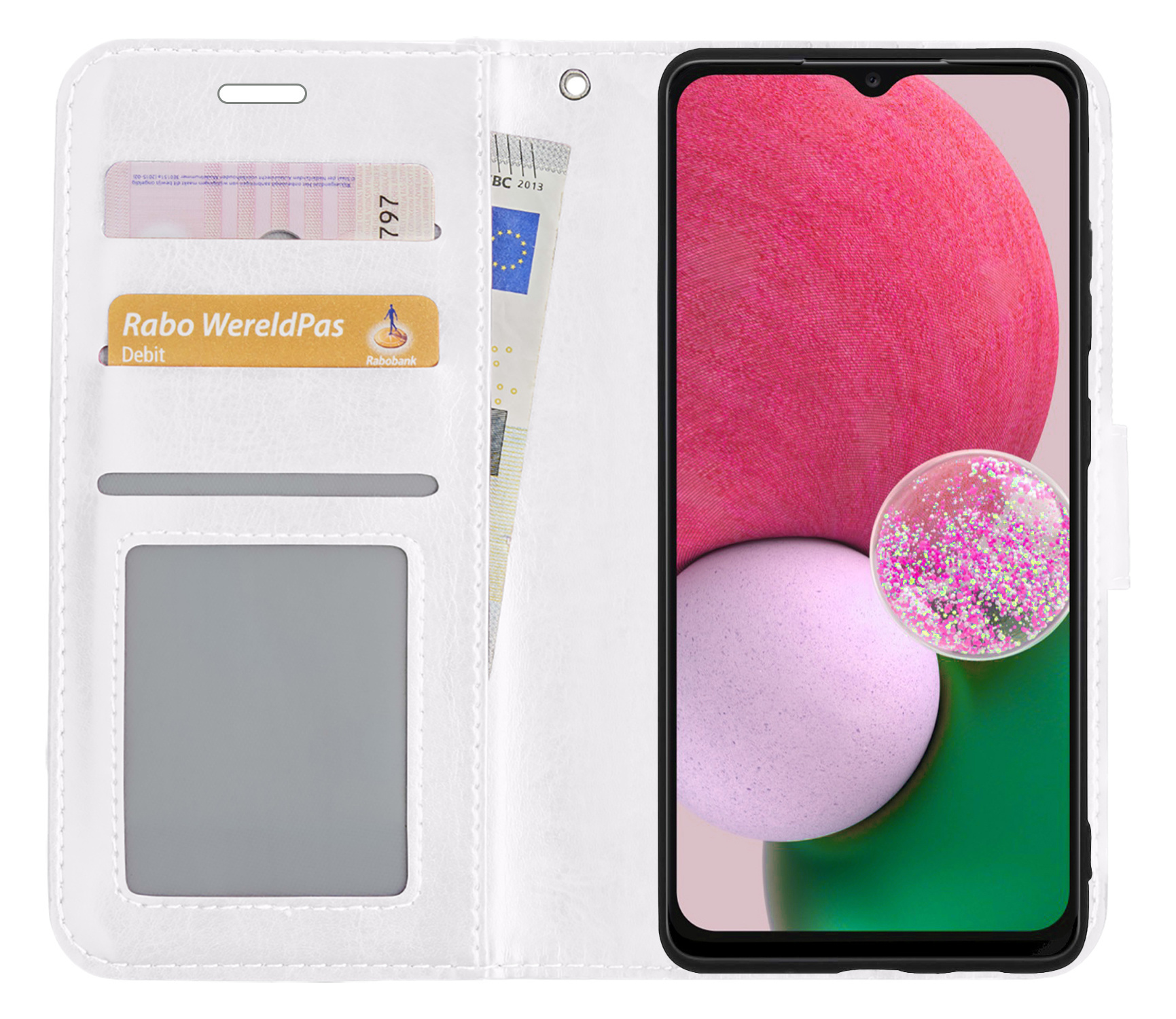 BASEY. Hoes Geschikt voor Samsung A13 5G Hoesje Bookcase Hoes Flip Case Book Cover - Hoesje Geschikt voor Samsung Galaxy A13 5G Hoes Book Case Hoesje - Wit