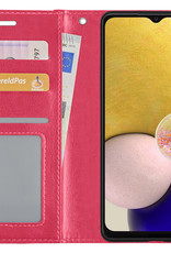 NoXx Hoes Geschikt voor Samsung A13 5G Hoesje Book Case Hoes Flip Cover Wallet Bookcase - Donkerroze