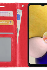 NoXx Hoes Geschikt voor Samsung A13 5G Hoesje Book Case Hoes Flip Cover Wallet Bookcase - Rood