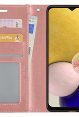 NoXx Hoes Geschikt voor Samsung A13 5G Hoesje Book Case Hoes Flip Cover Wallet Bookcase - Rosé goud