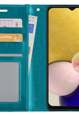NoXx Hoes Geschikt voor Samsung A13 5G Hoesje Book Case Hoes Flip Cover Wallet Bookcase - Turquoise
