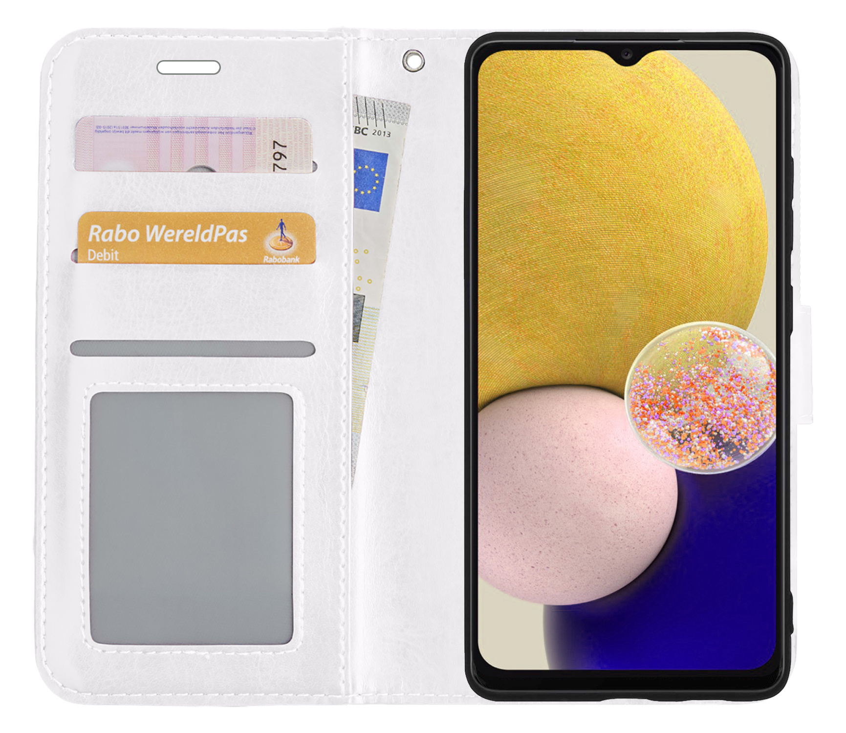 NoXx Hoes Geschikt voor Samsung A13 5G Hoesje Book Case Hoes Flip Cover Wallet Bookcase - Wit