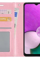 Nomfy Hoesje Geschikt voor Samsung A13 5G Hoes Bookcase Flipcase Book Cover - Hoes Geschikt voor Samsung Galaxy A13 5G Hoesje Book Case - Lichtroze